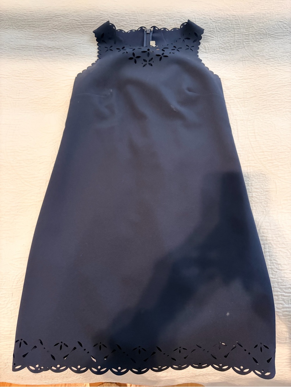 J. Crew Navy Laser-Cut Halter Sheath Dress